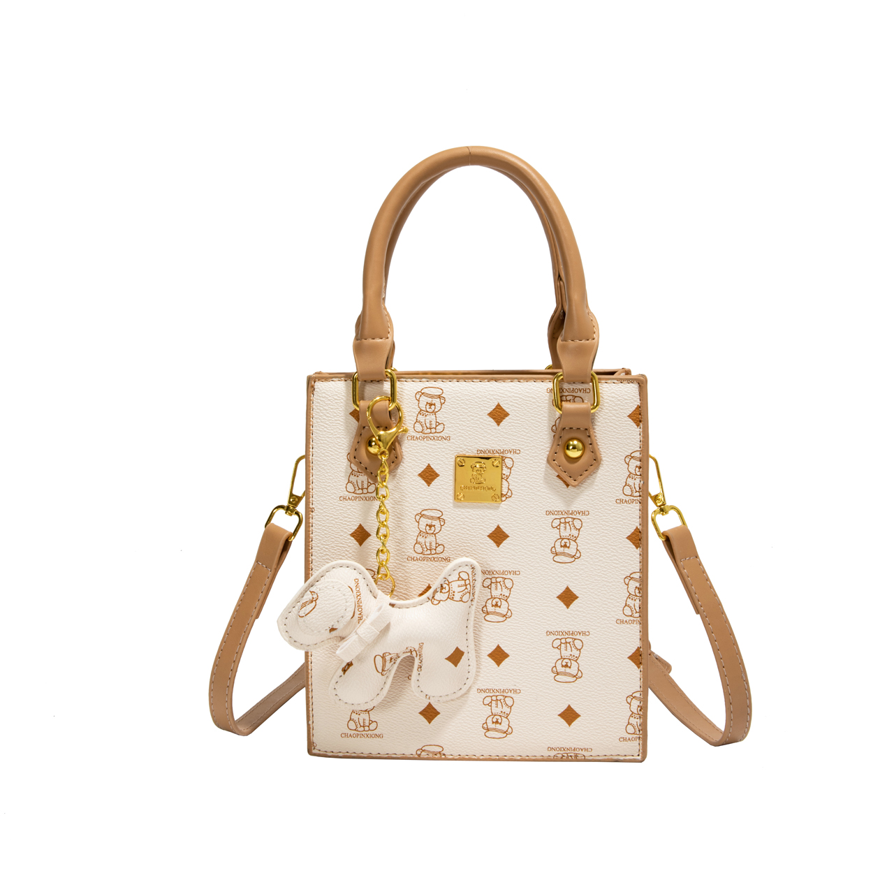 Mini Tote Bag with Bear Charm - JinZe Bags